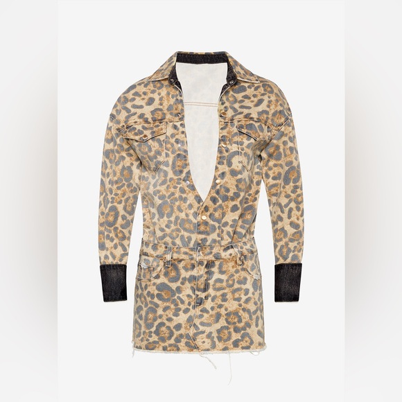 SEROYA LINDA DENIM DRESS, Sz Small - Mini Dress, Animal Print 🐆 - Picture 5 of 9